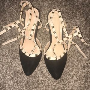 Black/gold Studded Heels